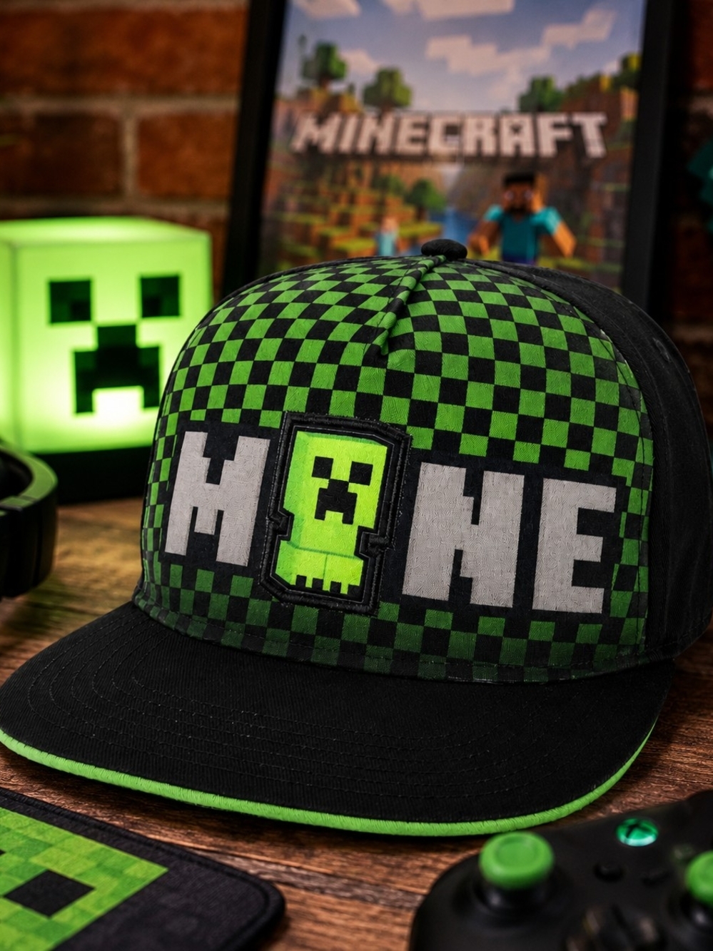 Minecraft Kids Green & Black Creeper Cap